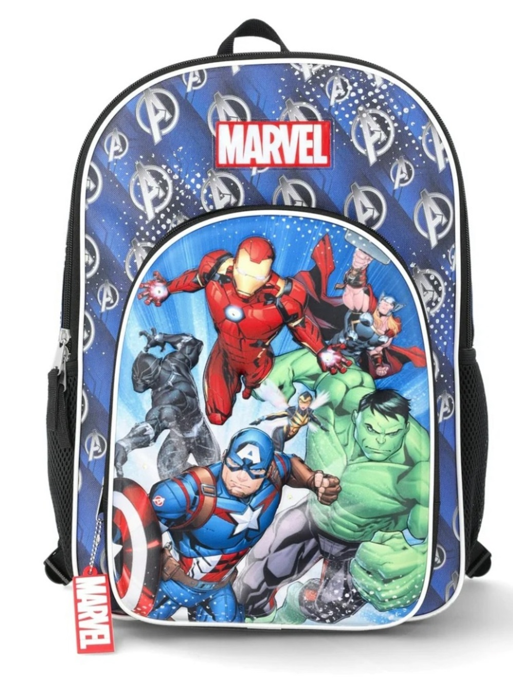 Marvel Blue Kids Avengers Backpack with Red & Green Heroes